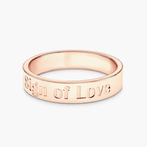 Obrączka partnerska Sign of Love®: różowe złoto, płaska, 4mm